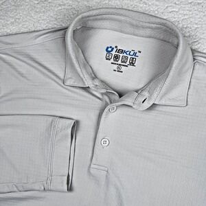 IBKUL Long Sleeve Polo Shirt Men XL White Golf Athleisure Performance Stretch